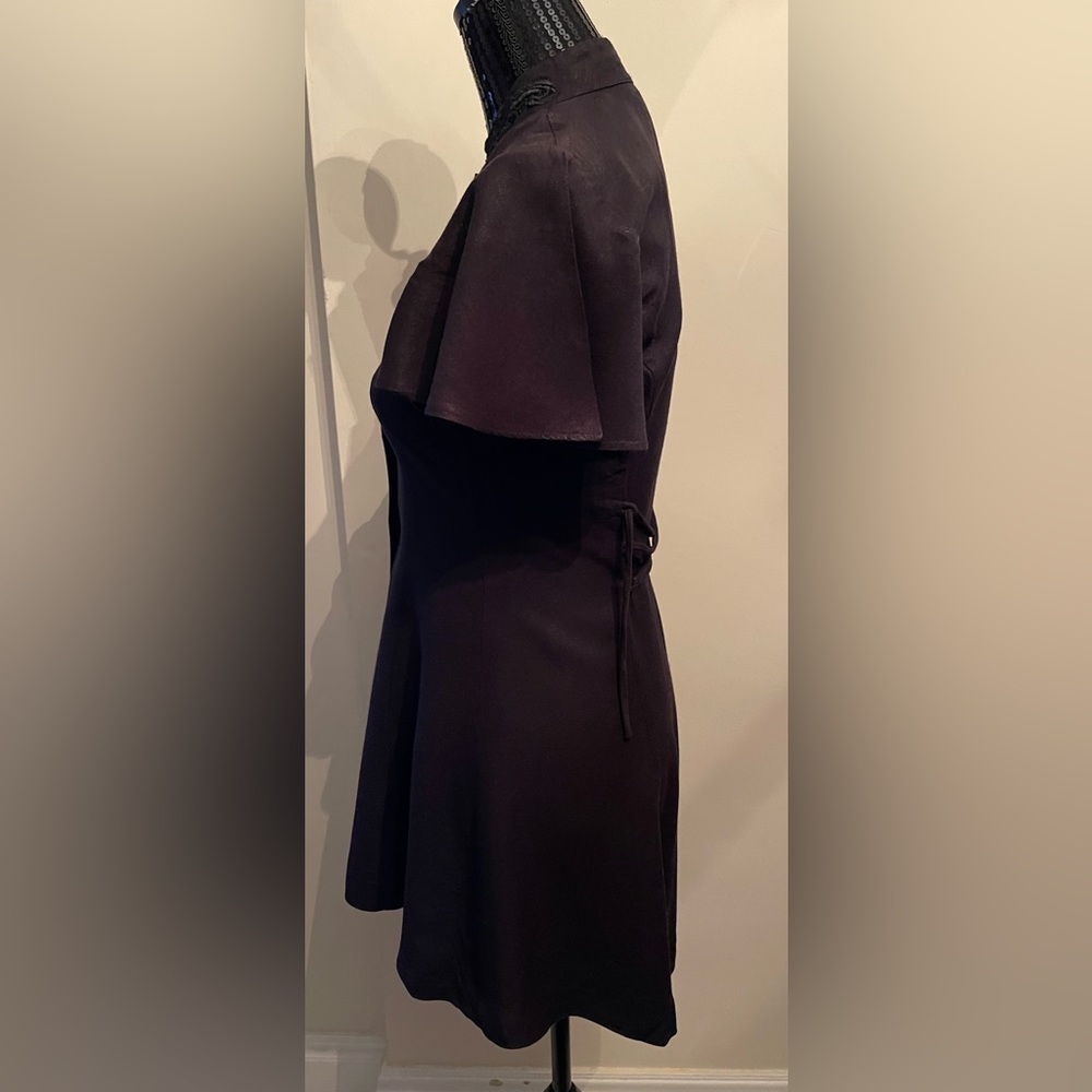 Vintage D.B.Y Black Rayon Flutter Sleeve Dress - Picture 3 of 11